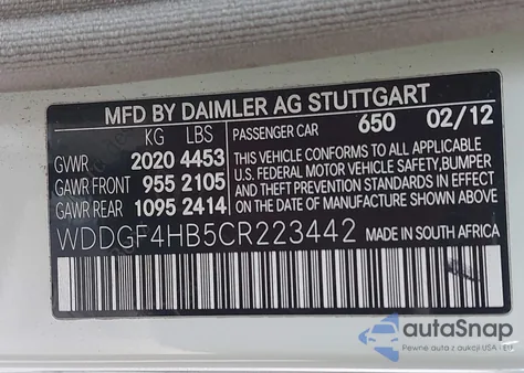 2012 Mercedes-Benz C 250 Sport from USA, damaged, VIN WDDGF4HB5CR223442